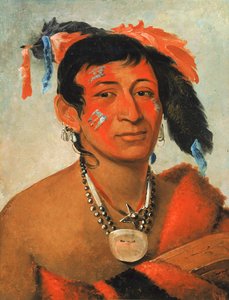 シャーワーノ、南部、著名な戦士、1831年。 作： George Catlin