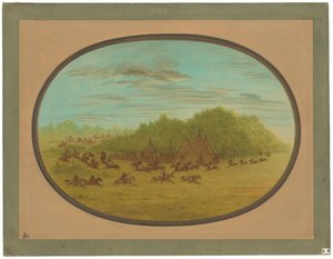 カマンチ族のシャムファイト 作： George Catlin