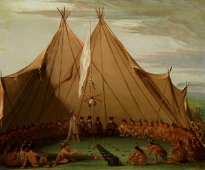 スー・ドッグ・フィースト、1832～1837年。 作： George Catlin