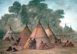 Sioux Village（油彩・キャンバス 作： George Catlin