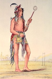 スーボールプレーヤー、アーノジェナンゲ、「両側に立つ彼」（手塗りのリソ） 作： George Catlin