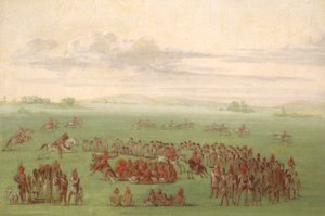 「サウク族とフォックス族の奇妙な習慣「スモーキングホース 作： George Catlin