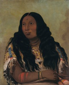 Tchón-su-móns-ka、砂州、商人フランソワ・シャルドンの妻、1832年。 作： George Catlin