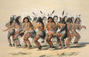 ベア ダンスの詳細、パブ。 1845年カラーリトグラフ。 作： George Catlin