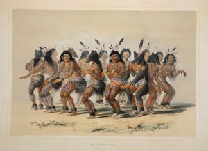 ベアダンス、パブ。 1845年カラーリトグラフ。 作： George Catlin