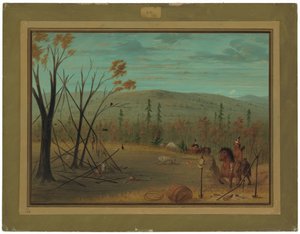 秋の狩りから戻ってきたシャイアン・ブラザーズ 作： George Catlin