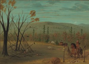 秋の狩りから戻ってきたシャイアン兄弟、18611869。 作： George Catlin