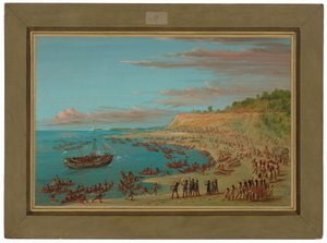 マッキノーの港に入るグリフィン。 1679年8月27日 作： George Catlin