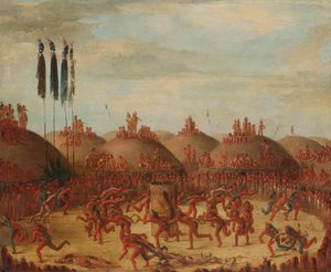 最後のレース、マンダン オキーパ セレモニー、1832 年。 作： George Catlin