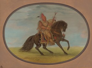 立派な馬に乗って走るキツネ - Saukie、18611869。 作： George Catlin