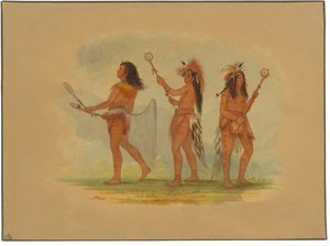 3 人の有名なボール プレーヤー - チョクトー、スー、オジベウェイ 作： George Catlin