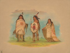 3 人のリッカリー インディアン、1861 年。 作： George Catlin