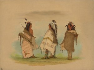 3 人のショショーニー族の戦士、1861 年。 作： George Catlin