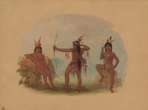 3 人のウォヤウェイ インディアン、18541869。 作： George Catlin