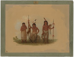 2 人のアラパホ族の戦士と 1 人の女性 作： George Catlin