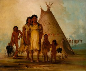 2 人のコマンチ族の少女、1834 年。 作： George Catlin