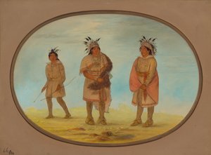2 人の Weeah 戦士と 1 人の女性、18611869。 作： George Catlin