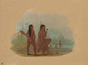 2 人の若い Hyda Men、18551869。 作： George Catlin