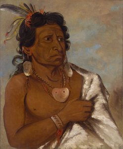 ウシ・イ・キッツ、羽で戦う者、部族の長 作： George Catlin