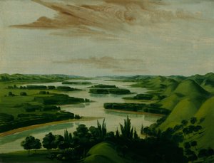 セントルイス上空1300マイル、フロイドの墓からの眺め 作： George Catlin