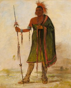 ウォッシュ・イム・ペ・シー、マッドマン、著名な戦士、1834年。 作： George Catlin