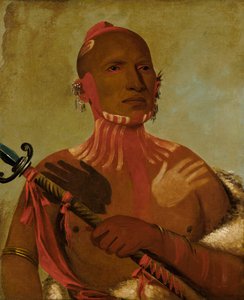 ウィーシート、チョウザメの頭、キツネの戦士、1832 年。 作： George Catlin