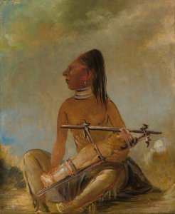 女と子供、子供の頭がいかに平らになっているかを示す 作： George Catlin