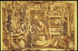 オールドキュリオシティーショップリトルネルズオールドキュリオシティーショップのインテリア1840（紙にトイレ） 作： George Cattermole