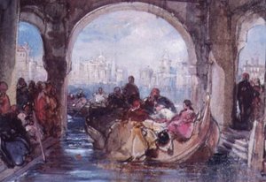 ヴェネツィアの眺め、1852年（紙にトイレ） 作： George Cattermole