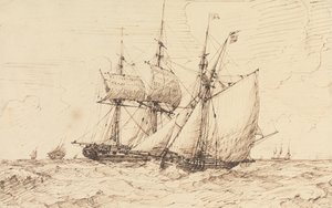 Lugger signaloi ohimenevää fregattia 作： George Chambers