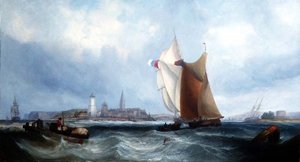フランス沿岸の船舶 作： George Chambers