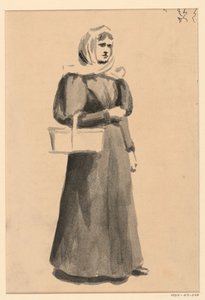 バスケットを持つ女性 作： George Charles Aid