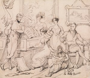 ピアノを囲む家族団らん 作： George Chinnery