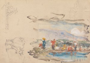 Uma piscina com figuras 作： George Chinnery