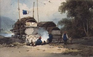 リバーサイド野営地、中国 作： George Chinnery