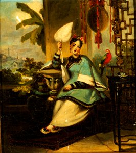 オウムを持つ少女の肖像画 作： George Chinnery