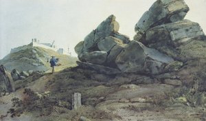 岩と丘の修道院、中国 作： George Chinnery