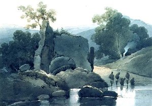 ヒンドゥー教の清めで廃墟の墓 作： George Chinnery