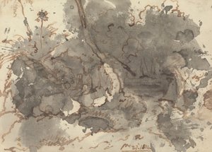 Edifício de palha em uma madeira 作： George Chinnery