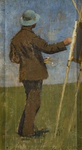 屋外で絵を描くアーティスト 作： George Clausen
