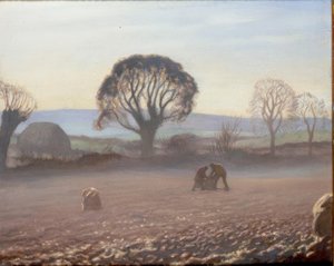 秋の朝–ジャガイモの収穫 作： George Clausen