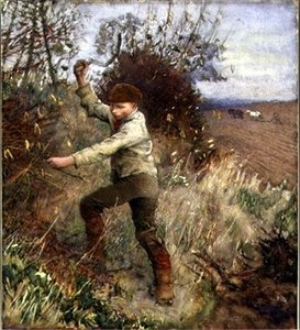 生け垣を刈る少年、1890 作： George Clausen