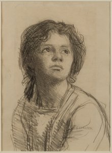 若い女性の頭と肩 作： George Clausen