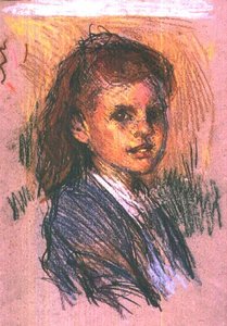 少女の頭 作： George Clausen