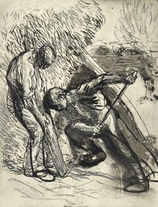 リックを支える、1900年頃（鉛筆、ペン、インク、紙 作： George Clausen