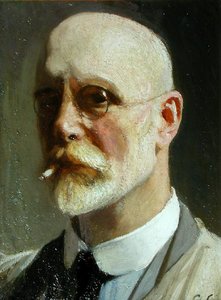タバコを持つ自画像 作： George Clausen