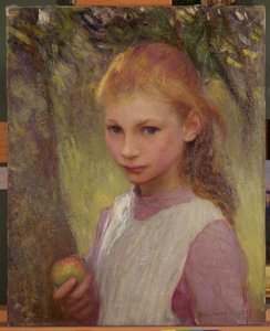 恥ずかしがり屋の子供1897年、1907年に作り直されました（キャンバスに油彩） 作： George Clausen