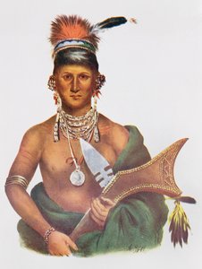 1837年のソーク族の首長、アパヌース。「北米のインディアン部族、第2巻」のイラスト。ジョン・グラント