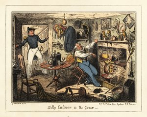 海軍中尉が年老いた士官候補生を任務に召喚する、1826年（リトグラフ） 作： George Cruikshank