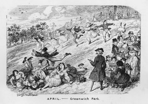 4月、グリニッジ・パーク、ロンドン（エングレービング 作： George Cruikshank